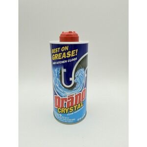 Vintage Crystal Drano Drain Opener Tin Litho Can 18oz New Never Opened